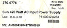 Sun Microsystems 370-6776 420W AC POWER, Used