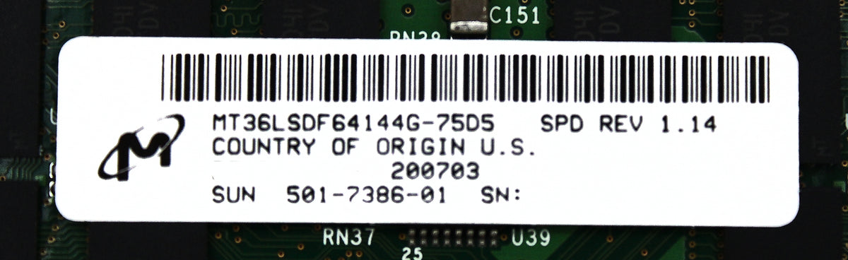 Sun Microsystems 501-7386 1GB SDRAM DIMM ROHS, Used