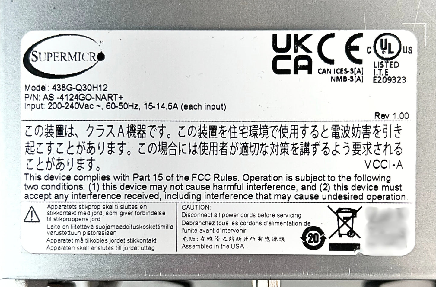 SuperMicro AS-4124GO-NART Includes: 8x A100 80GB SXM4 699-2G506-0212-320, 32x 64GB PC4-25600R DDR4-3200 2RX4 DIMMS / 2x AMD EPYC 7763 64 Core Processors 4x 2200W PSU, 2x 3384TB PM9A3 NVMe Gen 4 SSD, Rail Kit, Used
