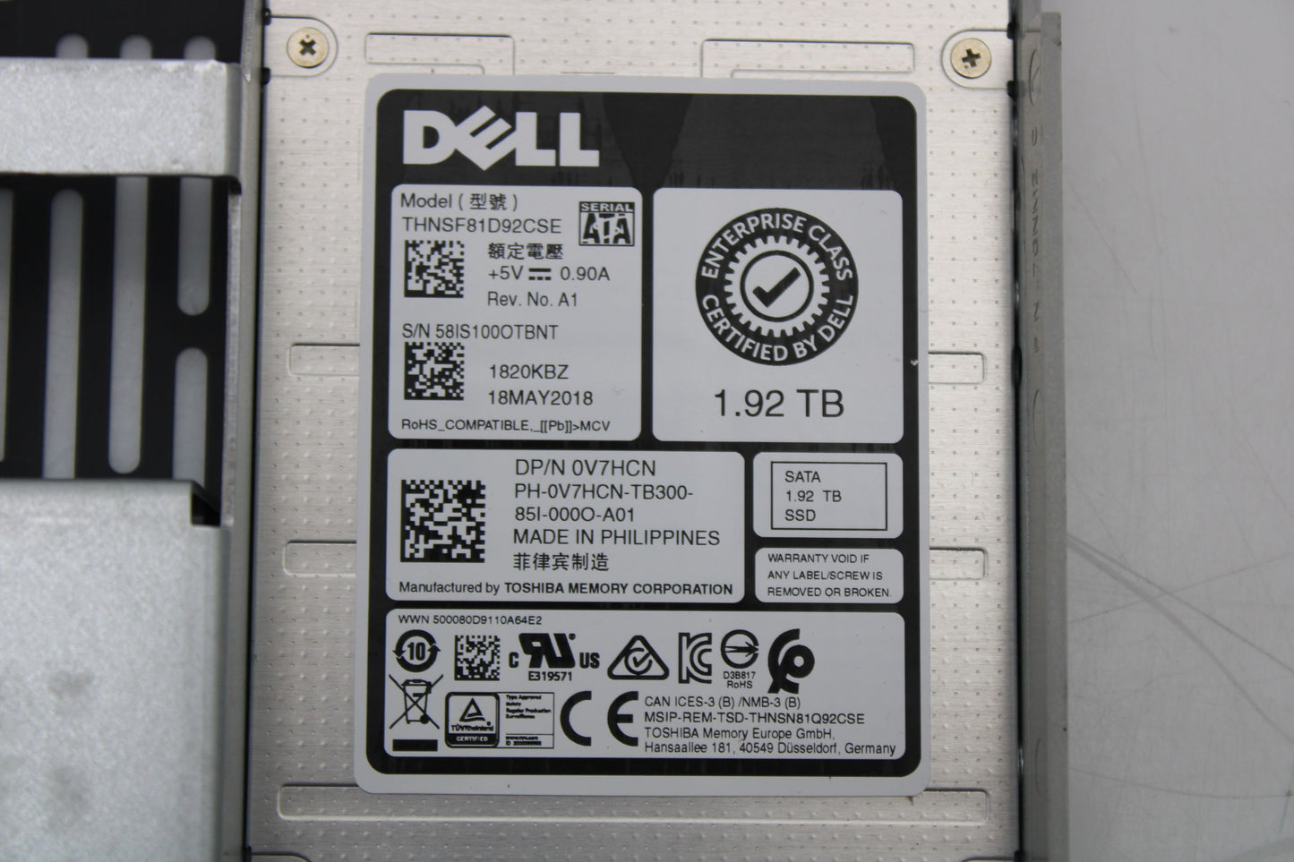 Toshiba THNSF81D92CSE 1.92TB SSD SATA 3.5 Hybrid 6G RI, Used