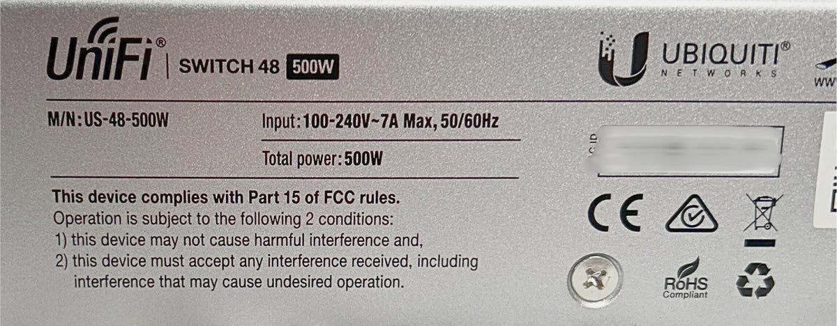 Ubiquiti  US-48-500W UBIQUITI US-48 SWITCH, Used