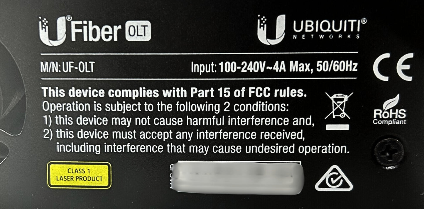 Ubiquiti UF-OLT UFiber Eight Port GPON Optical Line Terminal, Used