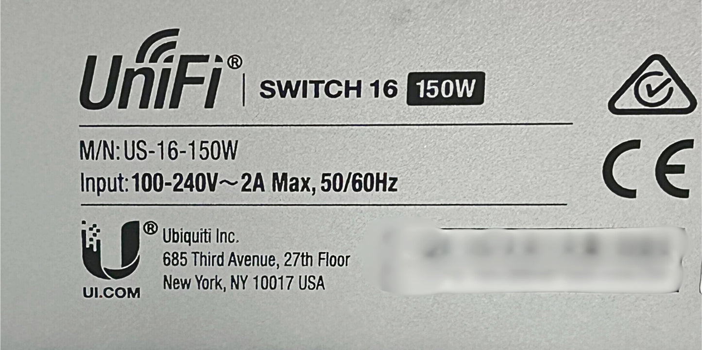 Ubiquiti US-16-150W 16x1G PoE+ Gigabit Managed Switch, Used