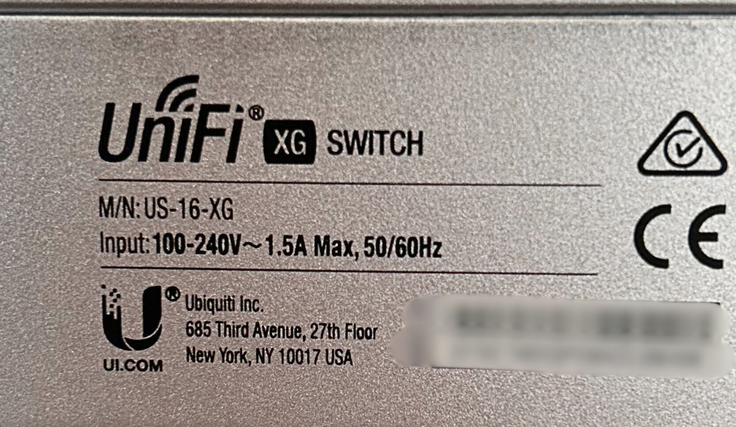 UBIQUITI US-16-XG Ubiquiti UniFi 16 Port Managed Ethernet Switch, Used