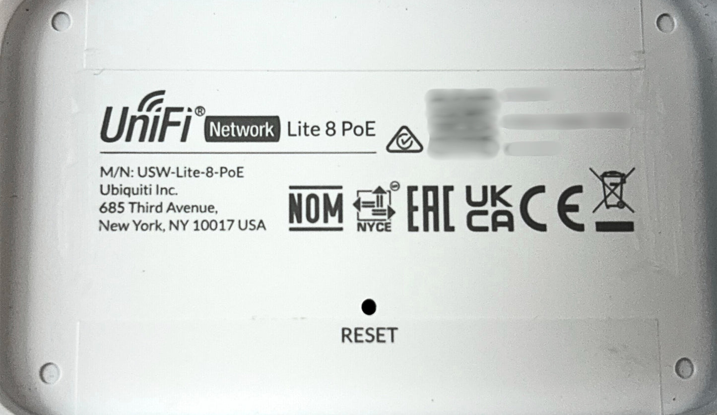 Ubiquiti USW-LITE-8-POE UniFi 8 Port PoE Gigabit Ethernet Layer 2 Switch, Used