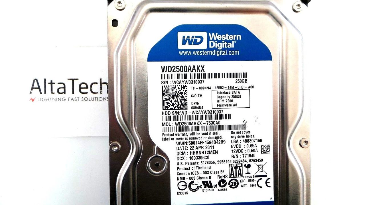 Western Digital 894N4 250GB 7.2K SATA 3.5" Hard Drive, Used