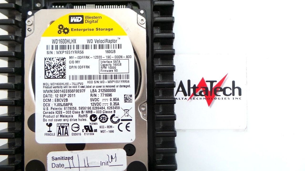 Western Digital DFFRK 160GB 10K SATA 3.5" Hard Drive, Used