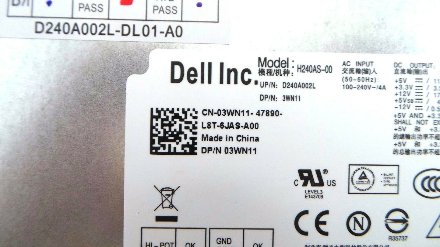 Dell 3WN11 OptiPlex 790 240W Power Supply, Used