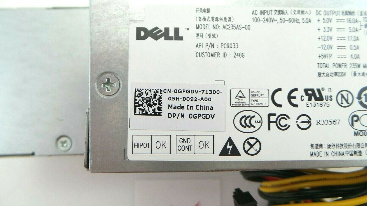 Dell GPGDV 235W OptiPlex 760/780/960 SFF Power Supply, Used