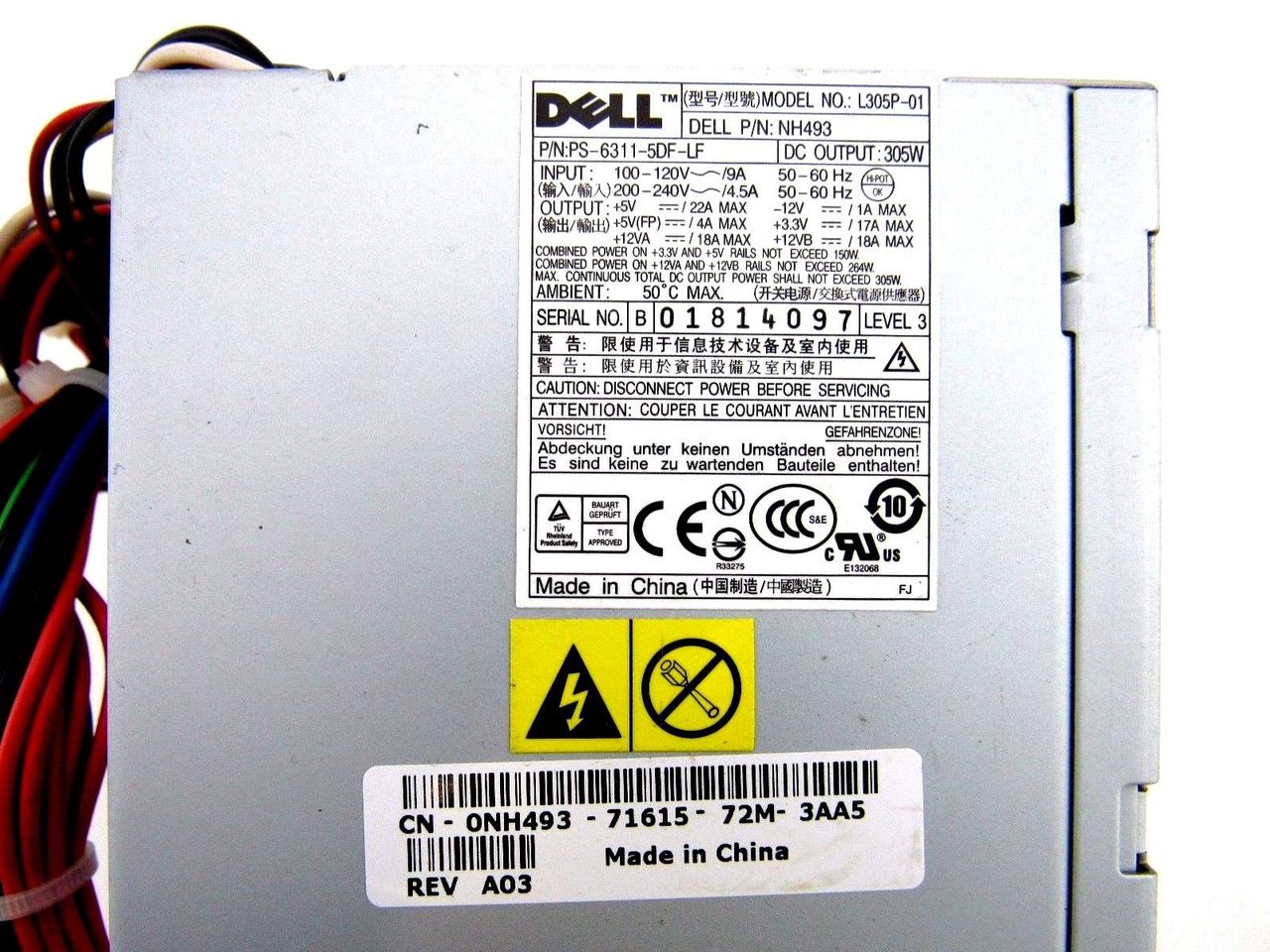 Dell NH493 OptiPlex GX745 305W Power Supply Unit, Used