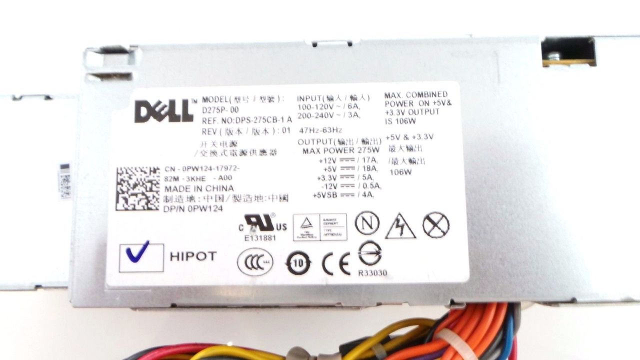 Dell 0PW124 OptiPlex 740/745/755/ 275W Power Supply Unit, Used